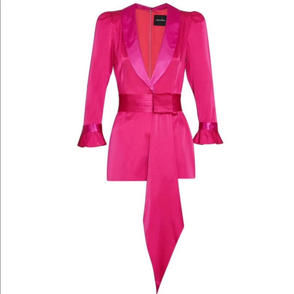 Retrofete Elizabeth Silk Playsuit / Romper Barbiecore - Picture 4 of 9